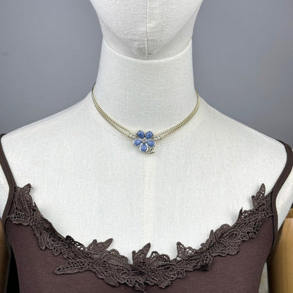 CC 26C Blue Flower Choker Necklace