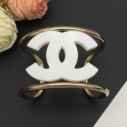 CC Black & White Gold Cuff Bracelet