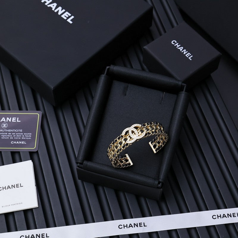 CC Strass Leather Bracelet