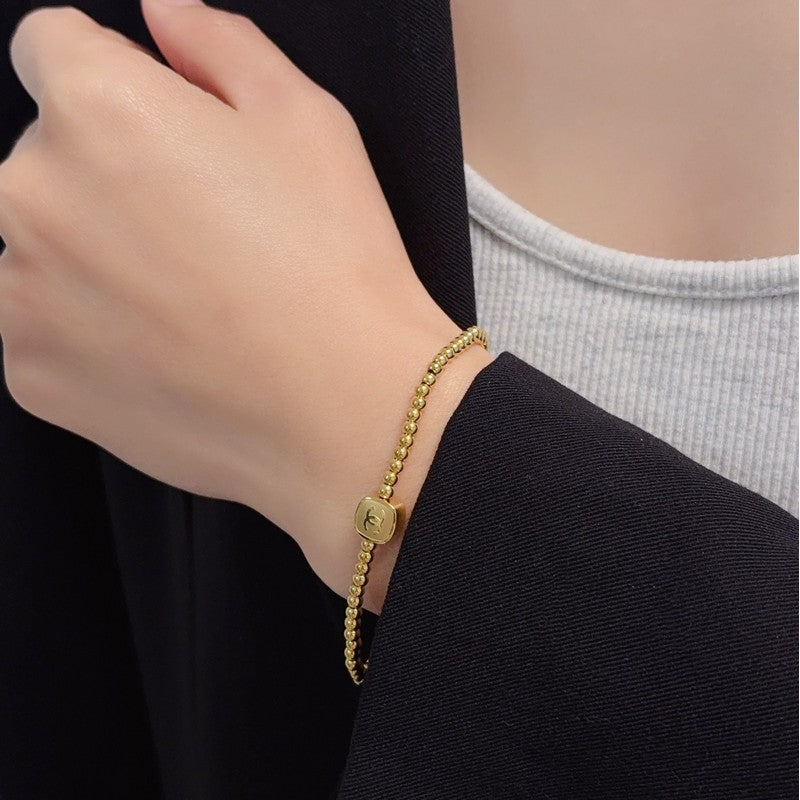 CC Gold Beads Chain Bracelet
