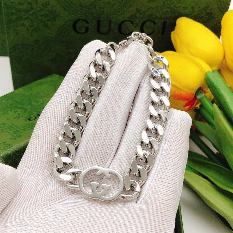 GG Interlocking G White Gold Chain Bracelet
