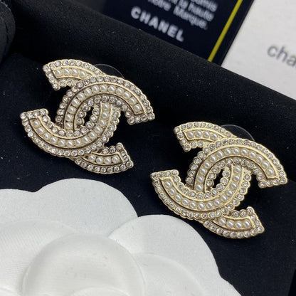CC Pearl & Diamond Gold Earrings