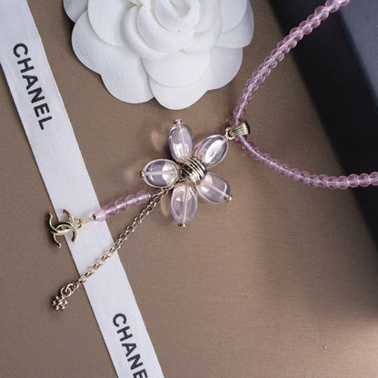 CC Purple Crystal Flower Necklace