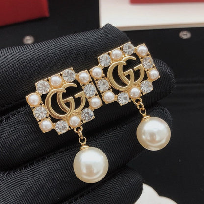 GG Crystal Pearl Drop Earrings