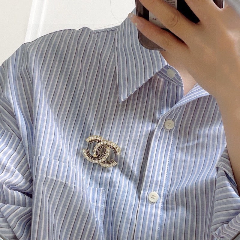 CC Diamond Gold Brooch