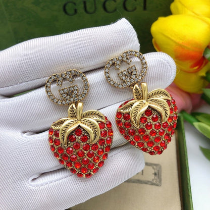 GG Red Strawberry Diamond Earrings