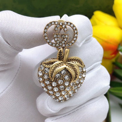 GG Crystal Strawberry Pendant Earrings