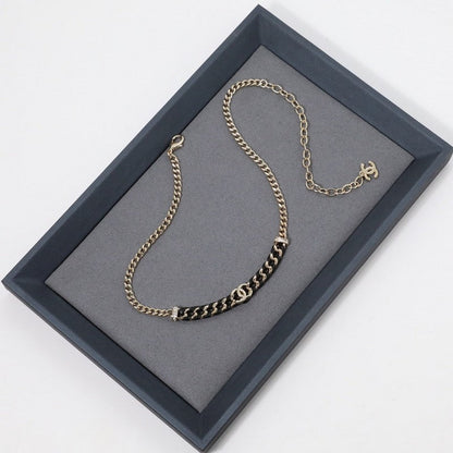 CC Vintage Gold Leather Necklace
