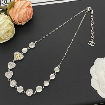 CC Diamond Hearts White Gold Necklace