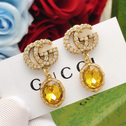 GG Yellow Crystal Diamond Earrings