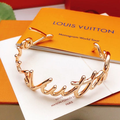 Louis Script Gold Cuff Bracelet