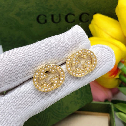 GG Small Pearl Gold Earrings