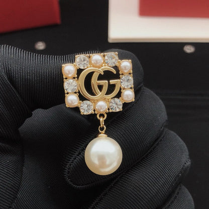 GG Crystal Pearl Drop Earrings