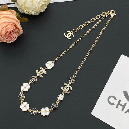 CC Black & White Camellia Necklace