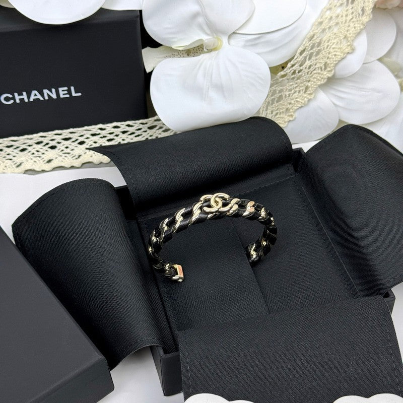 CC 26C Black Leather Cuff Bracelet