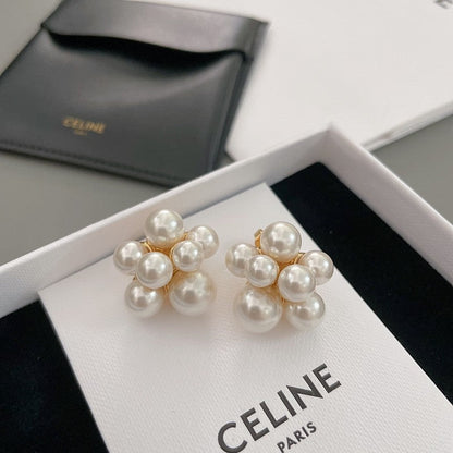 CE Pearls Gold Earrings