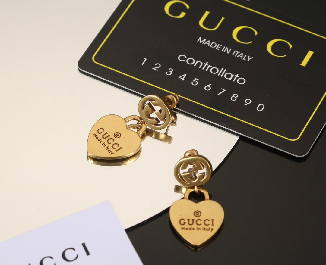 GG Heart Pendant Earrings
