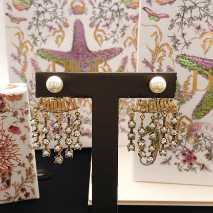 CD Tribales Tassel Pearl & Gold Earrings