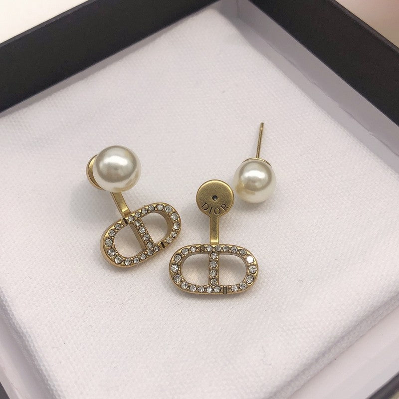 CD Tribales Pave Diamond & Pearl Earrings