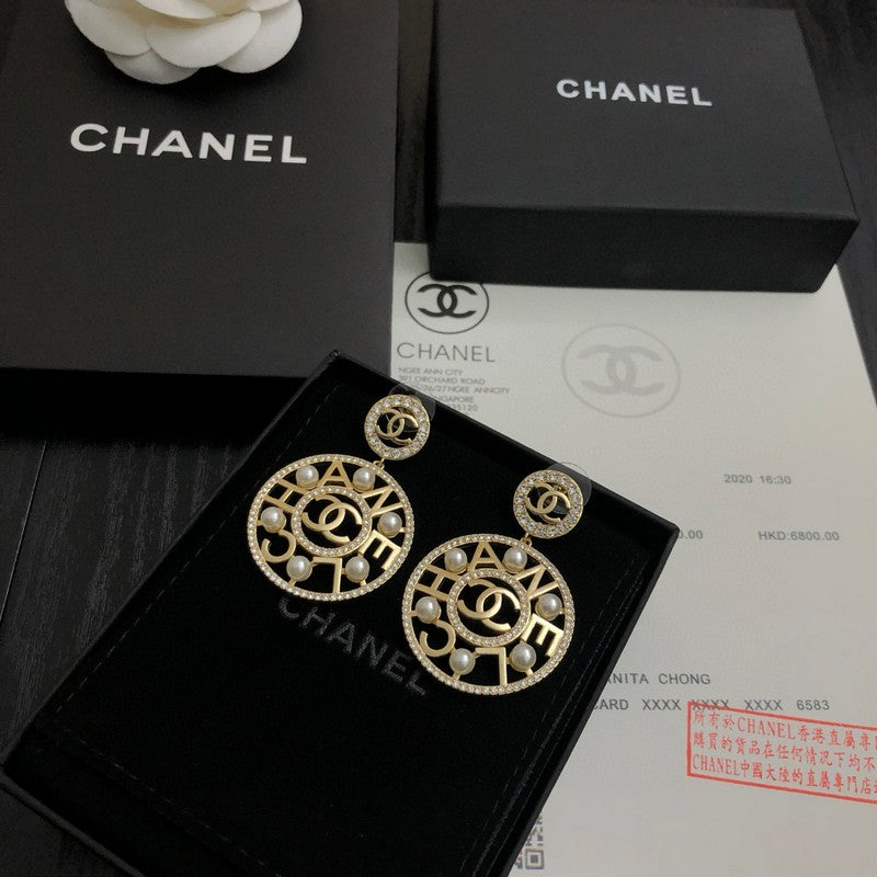 CC Pearl Pendant Earrings