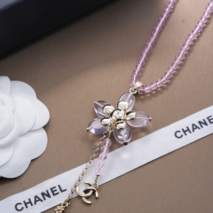 CC Purple Crystal Flower Necklace