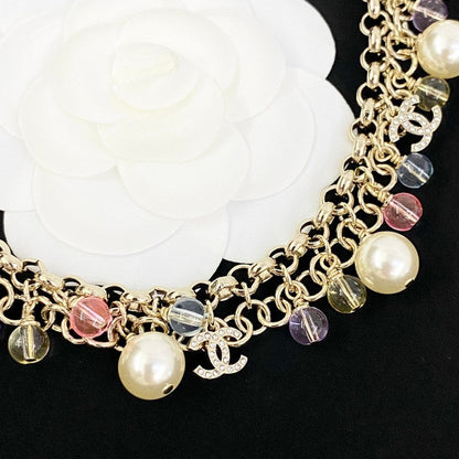 CC Color Beads Pearl Chain Necklace