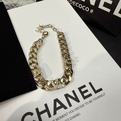 CC Diamond Logo Gold Chain Bracelet