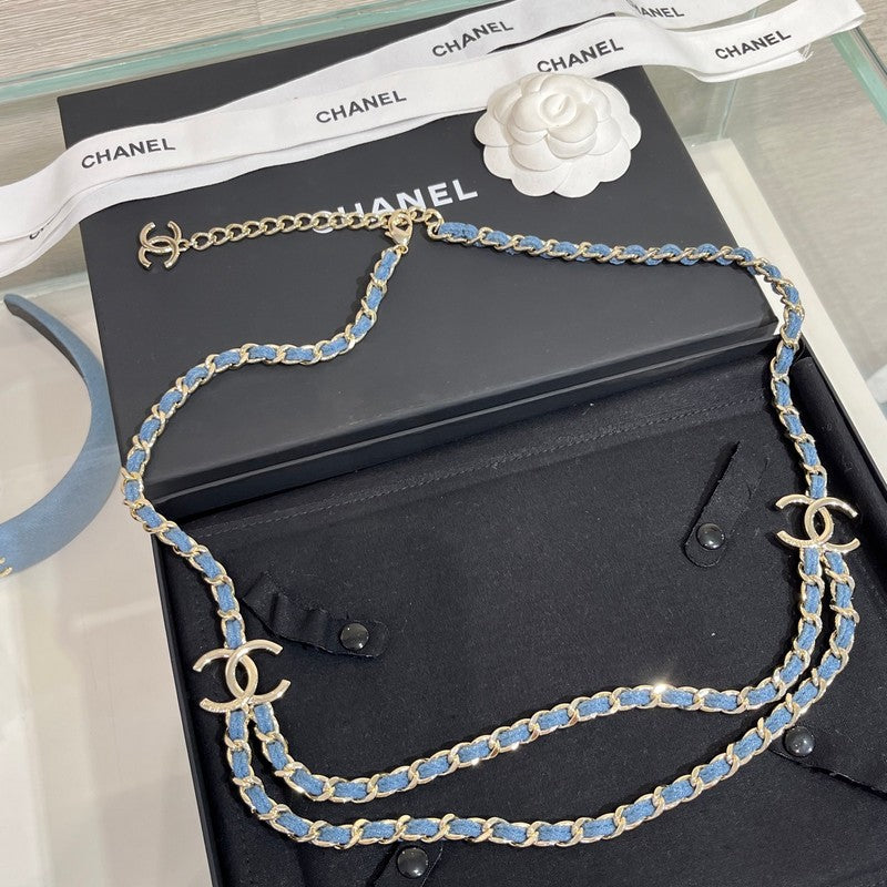 CC 25P Blue Jean Leather Necklace
