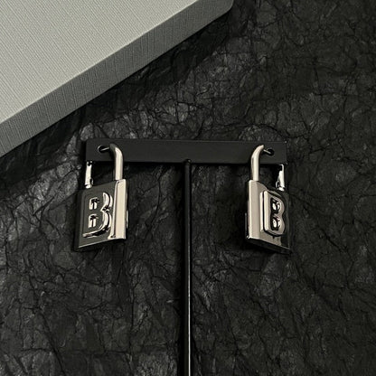 BB Lock White Gold Earrings