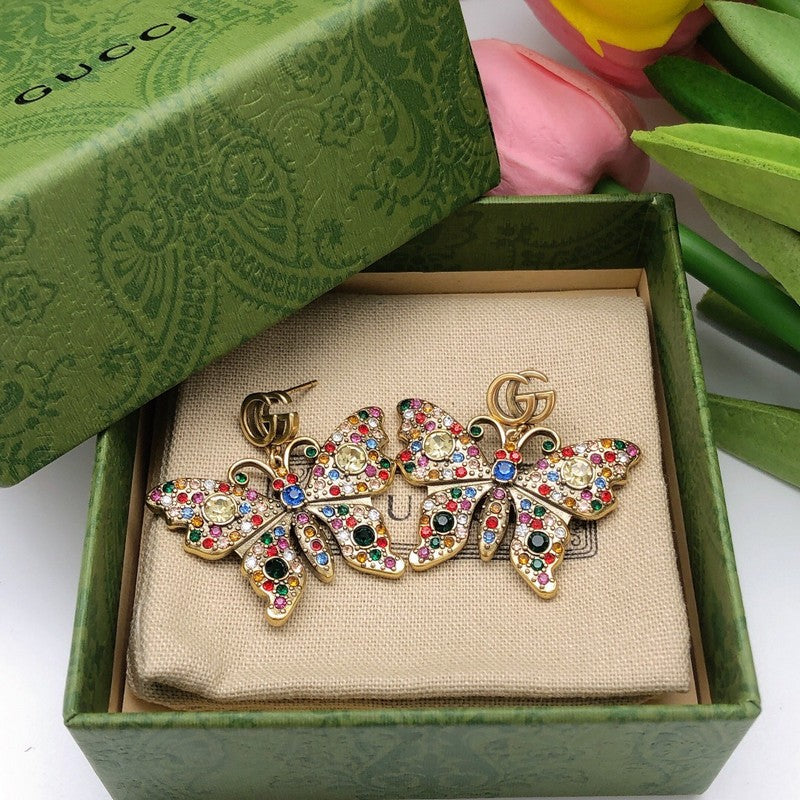 GG Color Crystal Butterfly Earrings