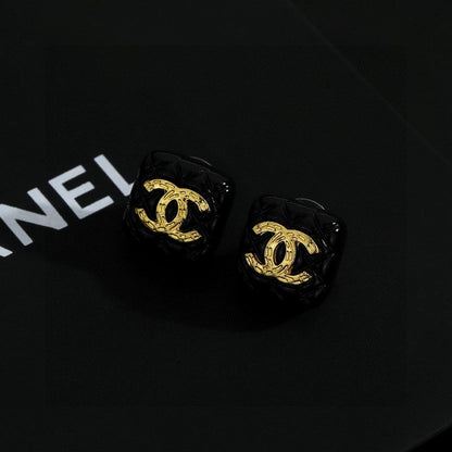 CC Black Gold Square Earrings