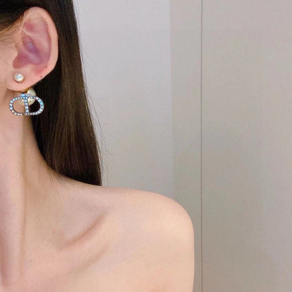 CD Tribales Diamond Logo Pearl Earrings