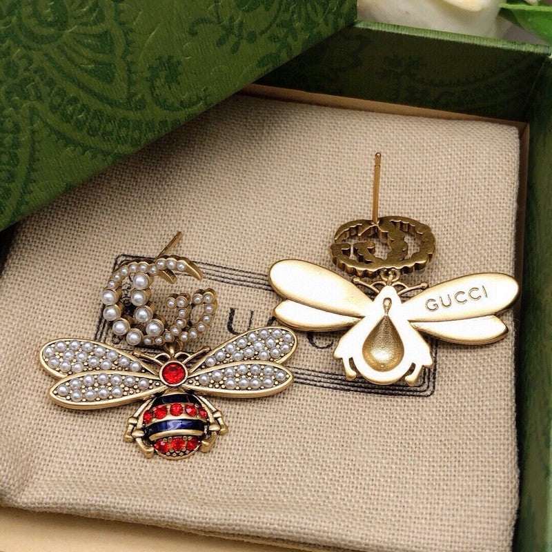GG Red Bee Diamond Earrings