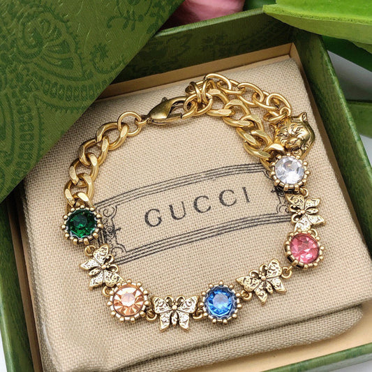GG Interlocking G Crystals Bracelet