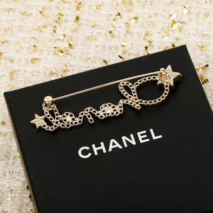 CC Leather Gold Brooch