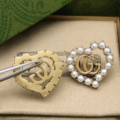 GG Pearl Heart Earrings