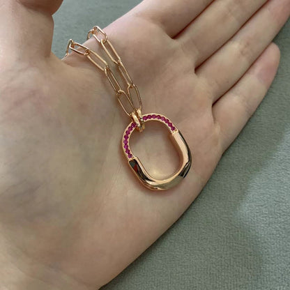 Tiff Lock Pink Pave Diamonds Necklace