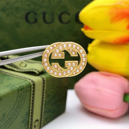 GG Small Pearl Gold Earrings