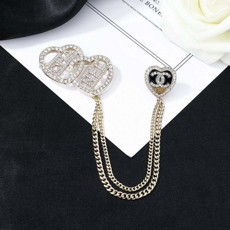 CC Triple Heart Chain Brooch