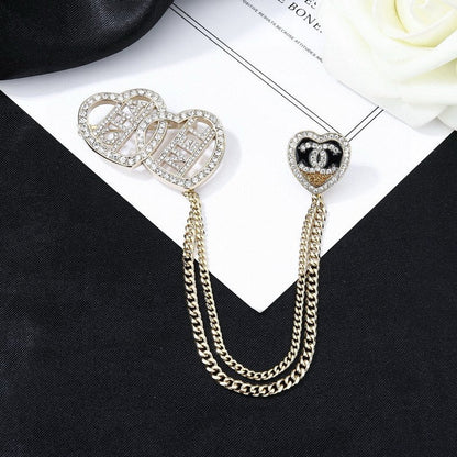 CC Triple Heart Chain Brooch