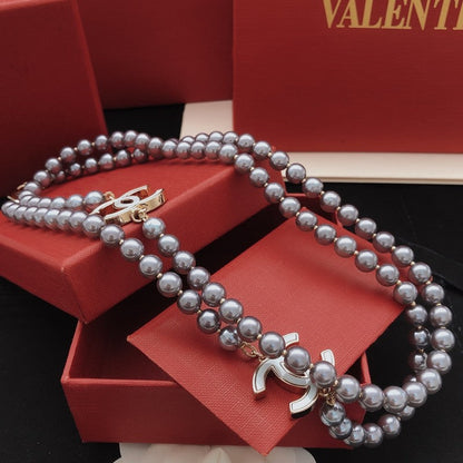 CC Purple Pearl Long Necklace