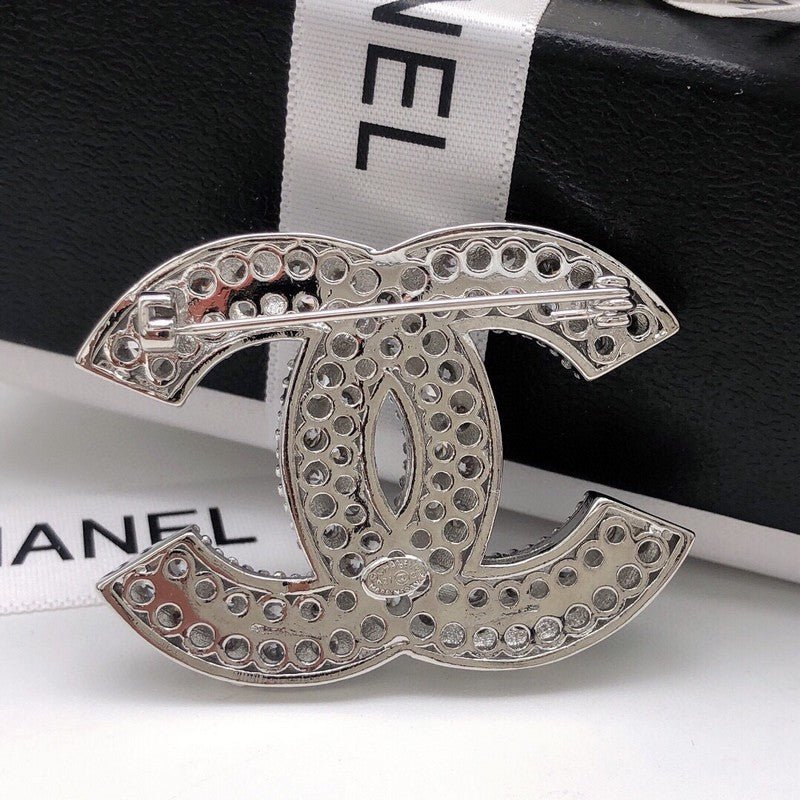 CC Diamond White Gold Brooch