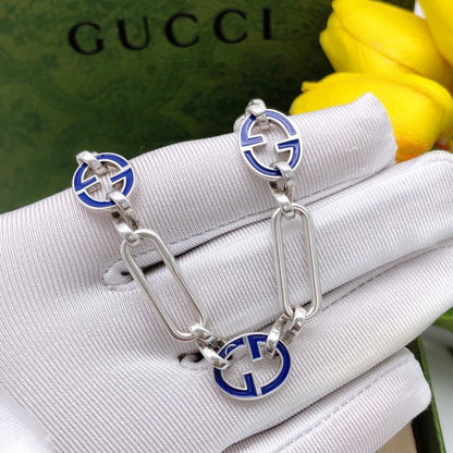 GG Blue Logo Gold Chain Necklace