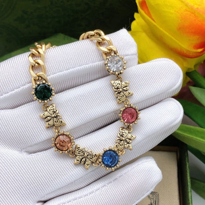 GG Interlocking G Crystals Bracelet