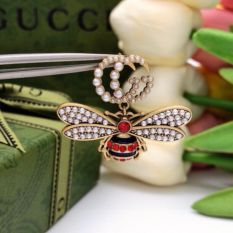 GG Red Bee Diamond Earrings