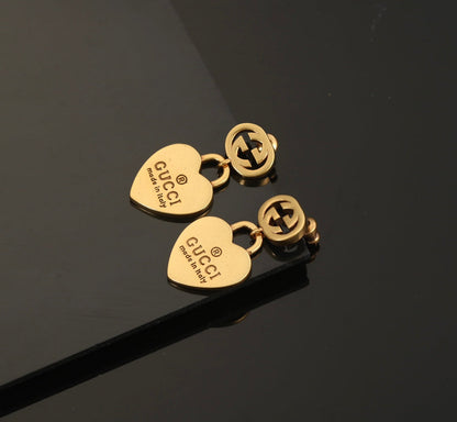 GG Heart Pendant Earrings