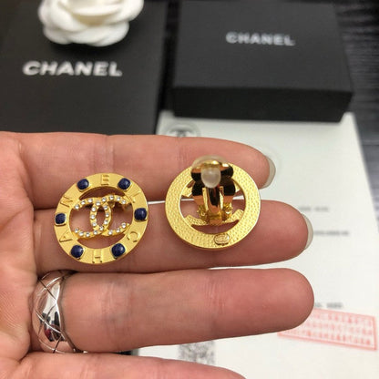 CC Black Bead Gold Earrings