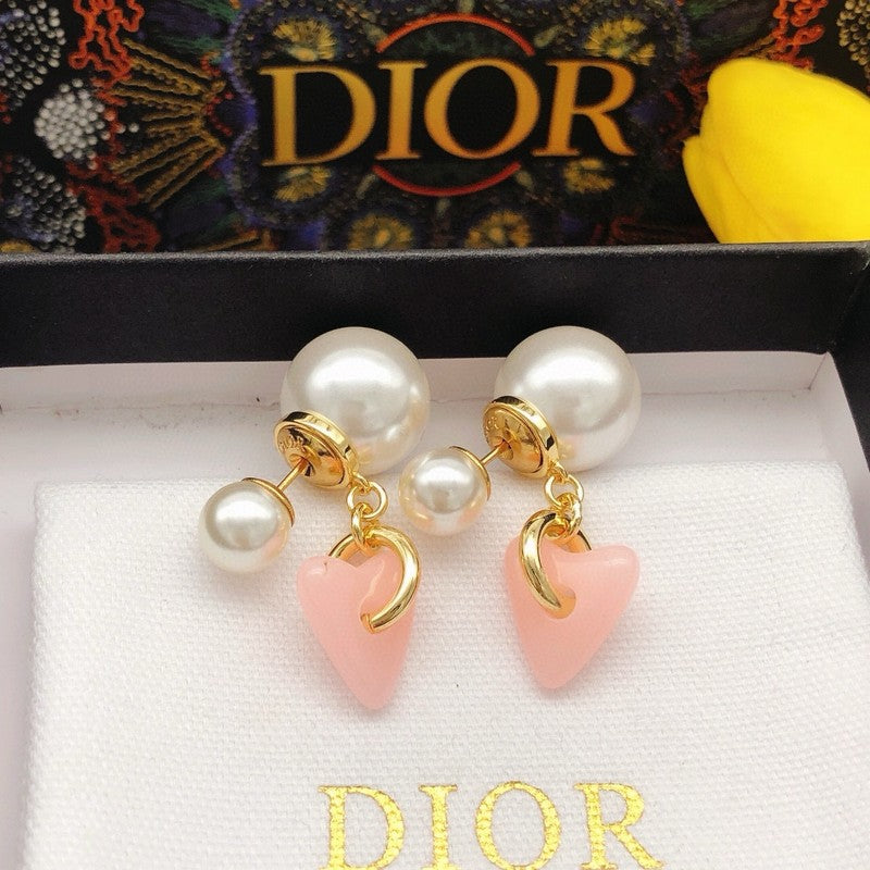 CD Pink Heart Drop Earrings