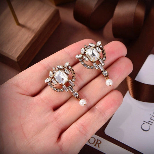 CD Crystal Gold Earrings