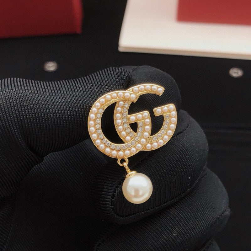 GG Pave Pearl Drop Earrings